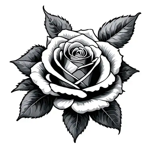 A Rose Center Piece For A Sleeve Tattoo Featuring