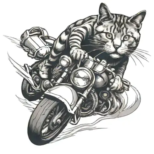 Cat On Sport's Motorcycle