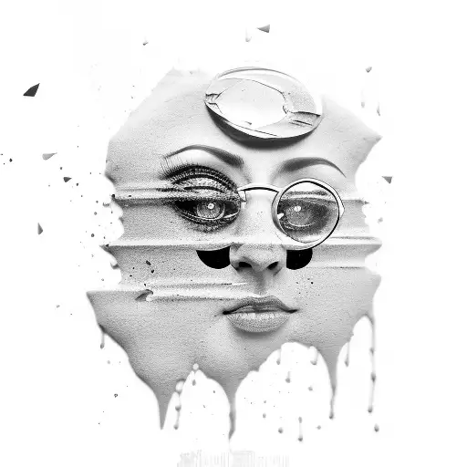 Broken Sand Glass With Crying Face