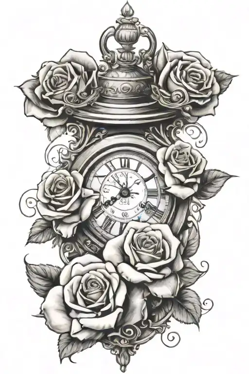 Roses With Roman Numeral Clock