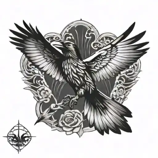 Stylylized Raven Flying