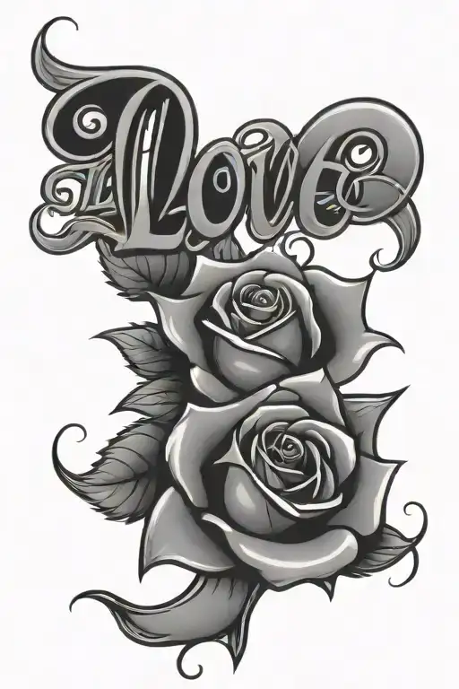 Love Written With Heart For The O With A Ribbon Of 9-20-2008 With A Rose Tattoo