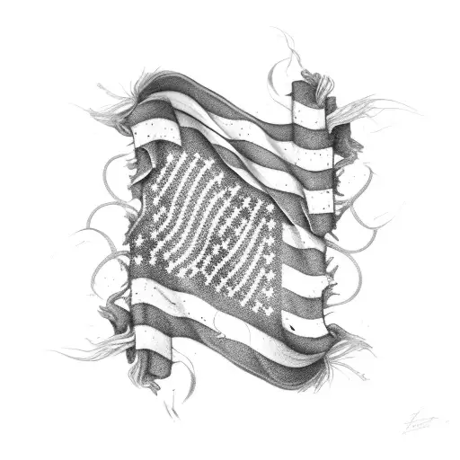 Amerian And Korean Flag Intertwined And Frayed