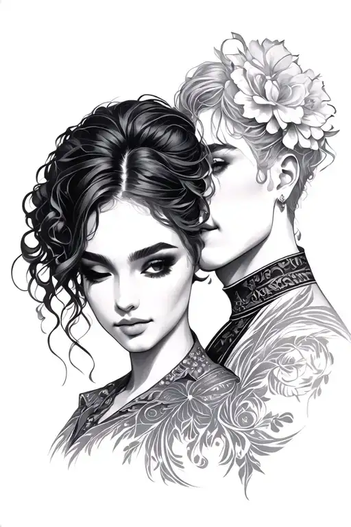 Male And Female Couple Tattoo Design