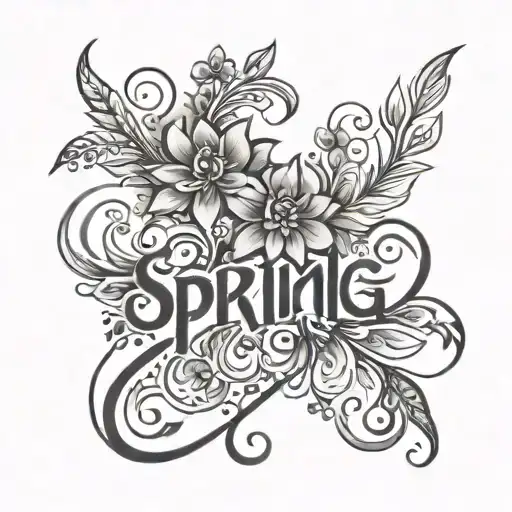 The Word Spring Tattoo Design In Farsi