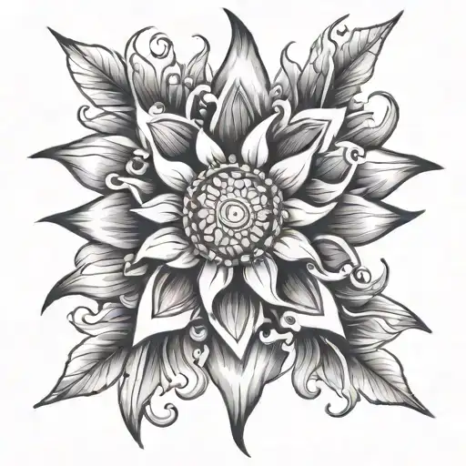 Sun And Flower Intertwined