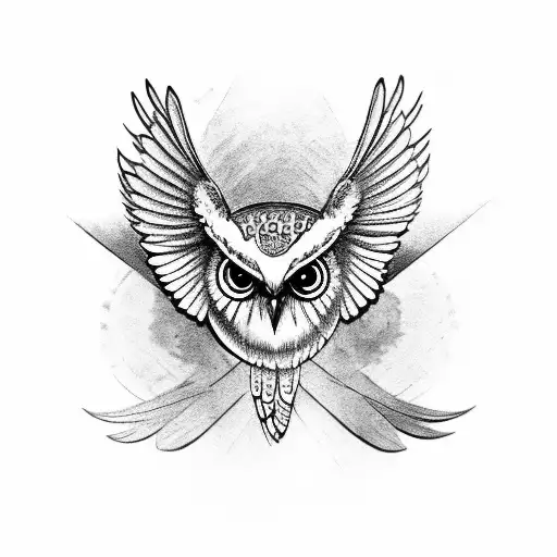 Owl With Wings In Cross