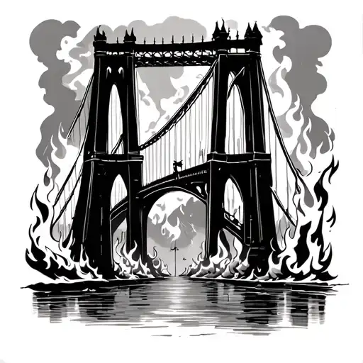 Bridge On Fire Burning Down