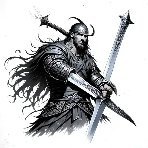 Warrior Wielding A Sword