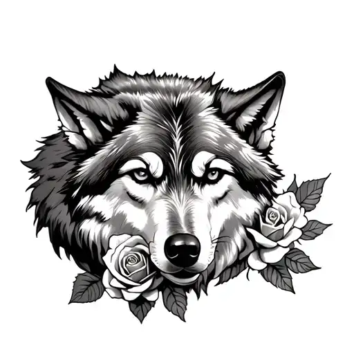 Wolf And Rose Whole Arm