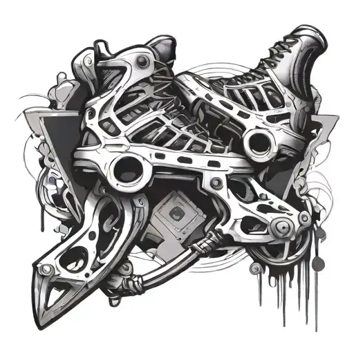 An Abstract Design Combining Climbing Equipment And Skeletal Elements