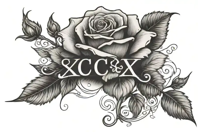 Rose With Long Stem And Xc Written Inside