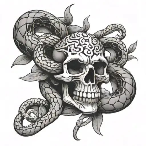 Skull Snake Intertwined