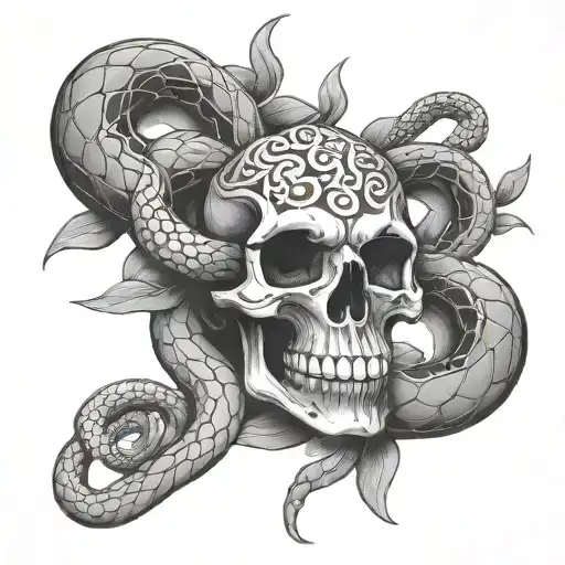 Skull Snake Intertwined