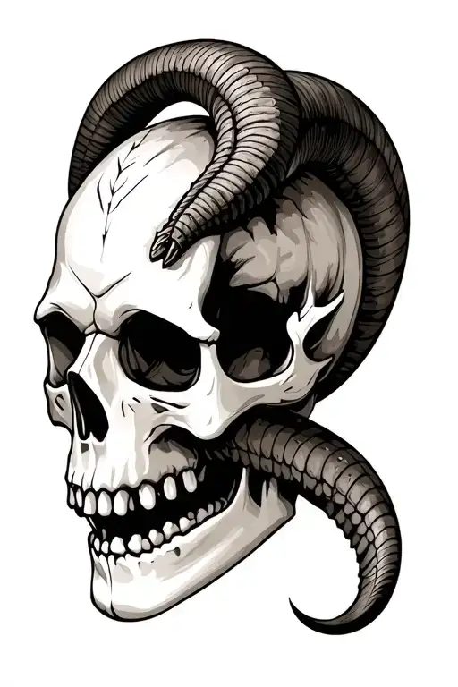 Skull And Sea Goat Skull