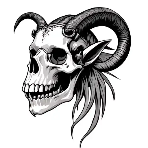 Skull And Sea Goat Head
