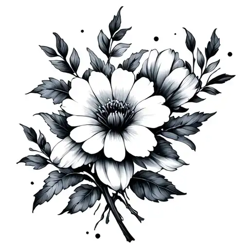 May And February Birth Flowers Intertwined Minimalist