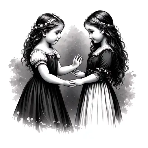 Mother Reaching For Young Daughters Hand