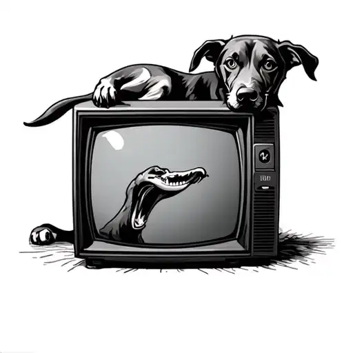 Dog Eating A Tv Screen