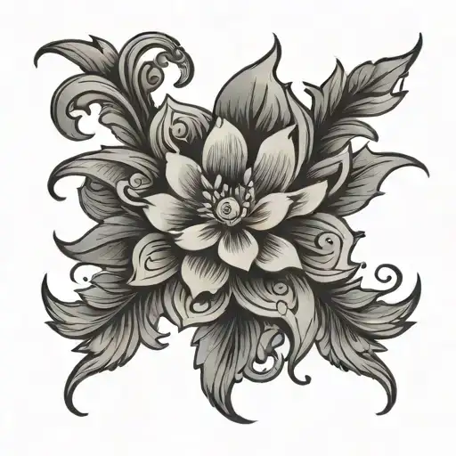 Uruz Symbol With Floral Design