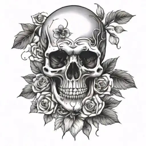 Skull And Flowers