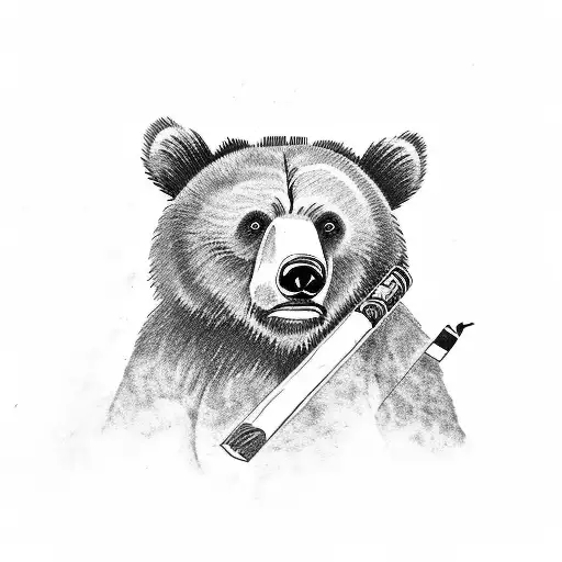 Grizzly Bear Smoking A Cigar