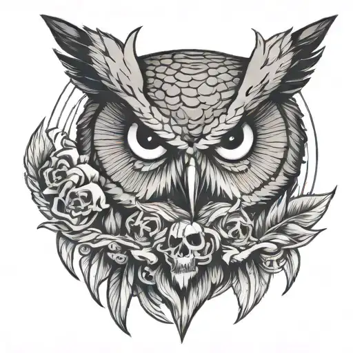 Mean Owl With Skull In His Claw Holding