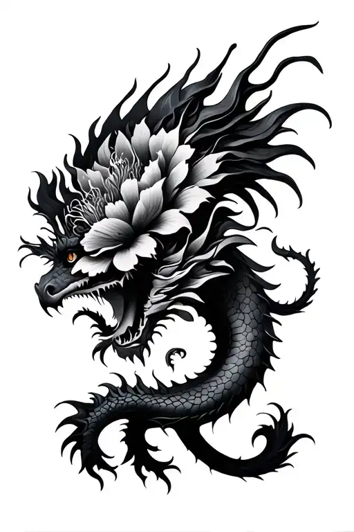 Dragon Flowers Intertwined For Hip