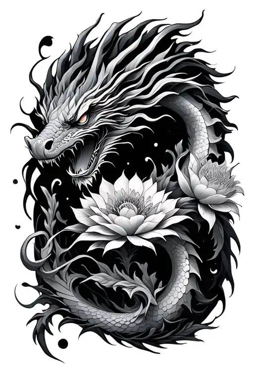 Dragon Flowers Fine Line