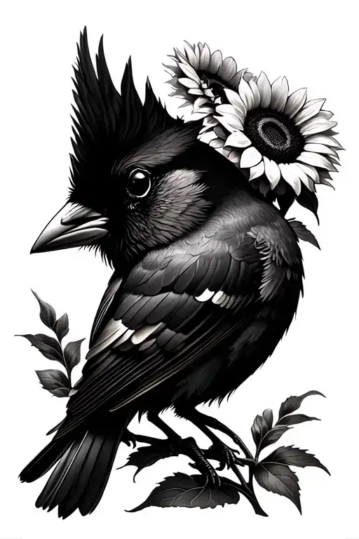 Cardinal And Sunflowers Garden