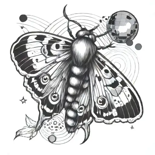 Moth With Disco Ball Details