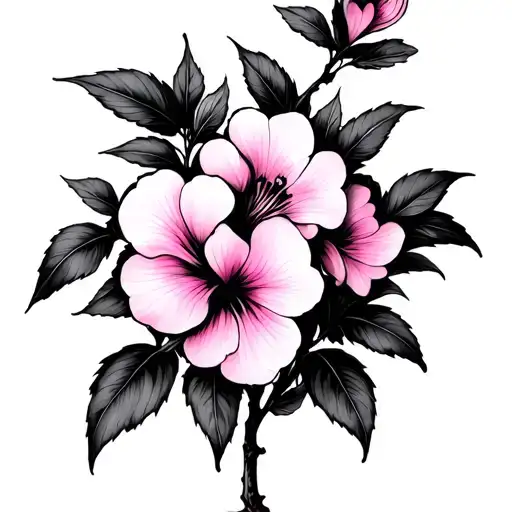 Black Bugambilia Flower Vine With Pink Shading