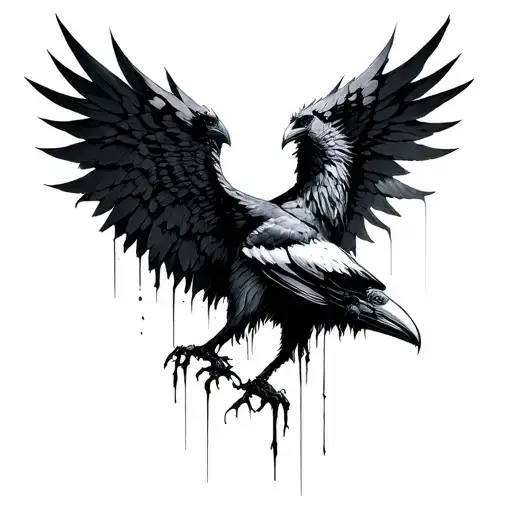 Ripped Out Raven Wings Spread