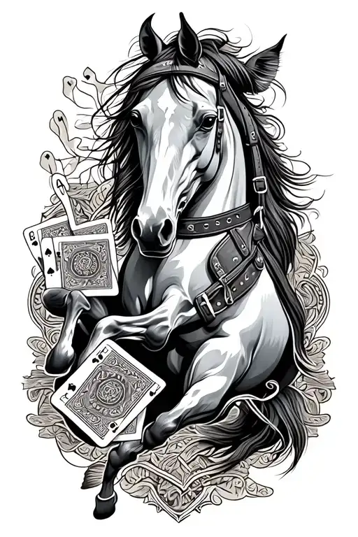 Tooled Leather With A Bucking Horse And Cards