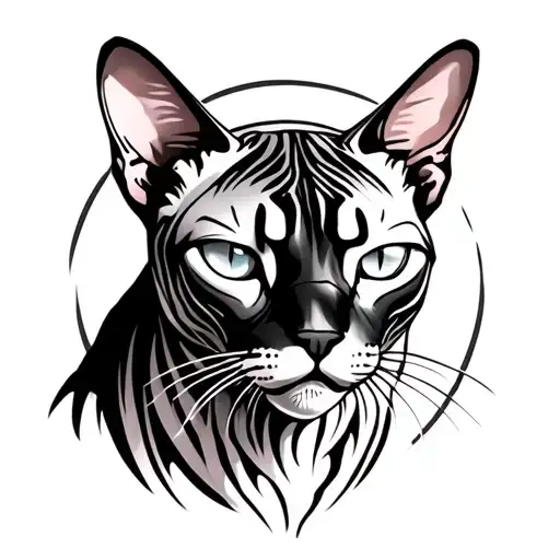 Sphynx Cat Turned Into Panther Tattoo Design