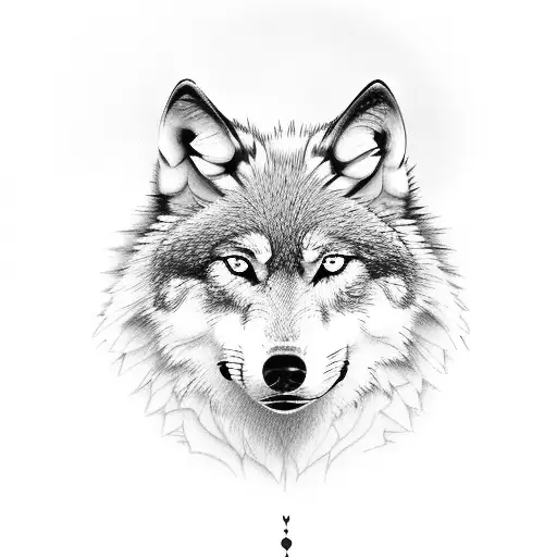 Wolf With One Blue Eye And One Brown Eye With Camillas On The Bottom