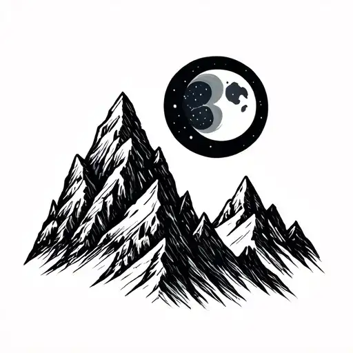Mountain With First Quarter Moon Phase Couples Idea