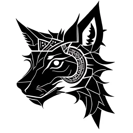 Full Moon Sun Geometric Wolf Geometric Egyptic Symbol Viking Symbol Chinese Symbol Stell Card