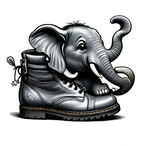 Cute Elephant And A Shoe