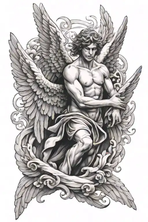 Male Angel With Outspread Wings