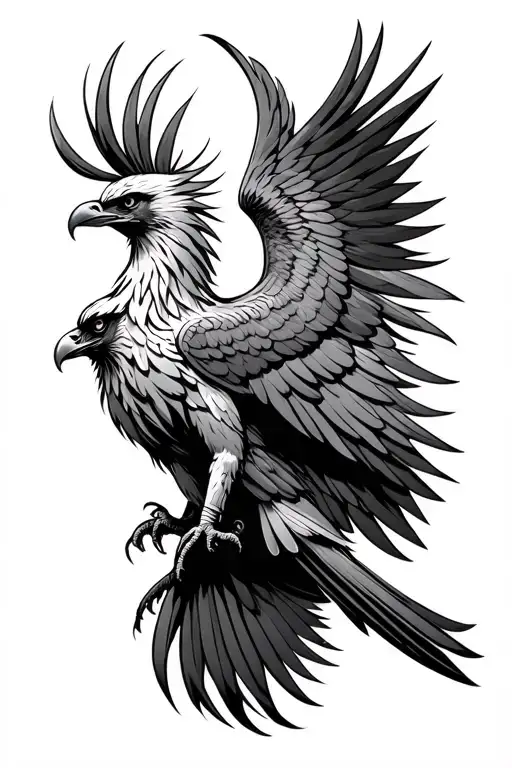 A Phoenix But The Tail Joins To The Wing Of A Hawk A Joined Bird