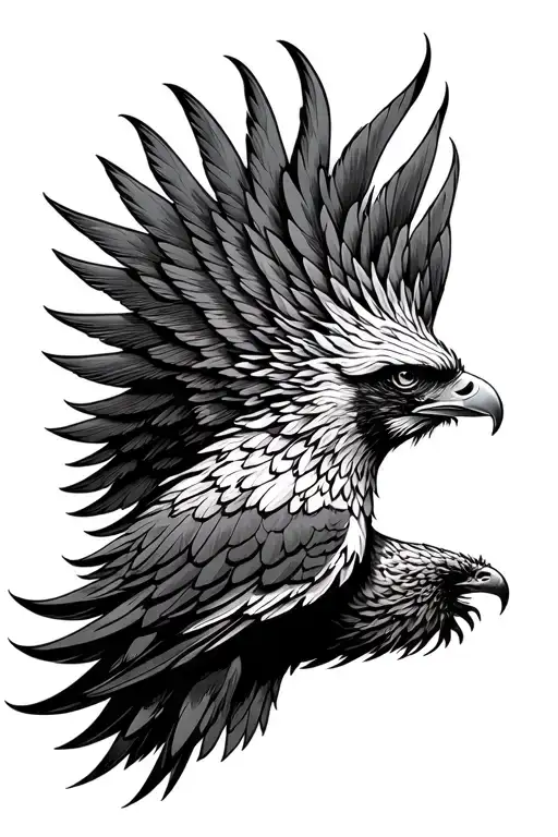 A Phoenix But The Tail Joins To The Wing Of A Hawk A Joined Bird