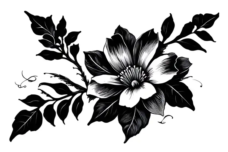 Flower With Leaves Collarbone