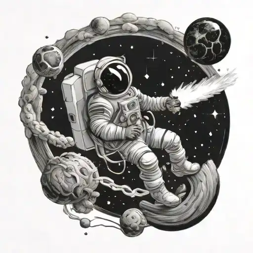 Cosmonaut Exploring Black Hole