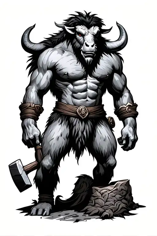 Classic Minataur Standing With Hammer