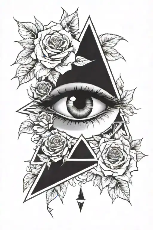 Eye With Triangle And Roses Dark For Cover