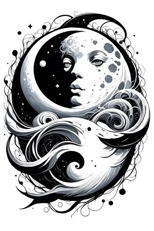 Phases Of The Moon Surrounded By Funky Spirals