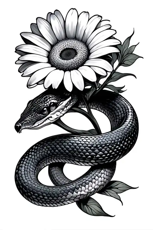 Snake Wrapped Round Daisy Flower