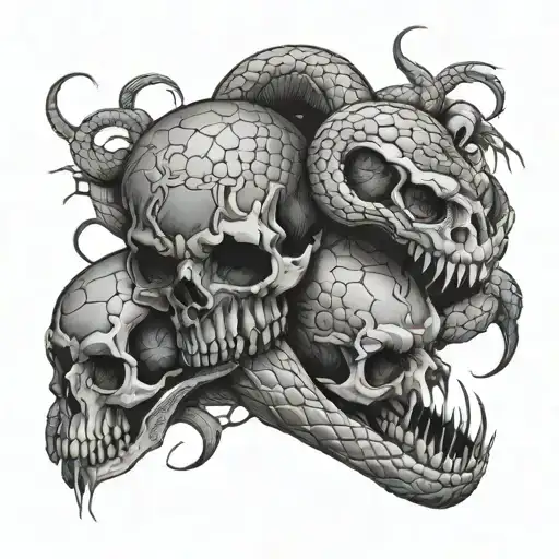 Snake Wrapped Around Skulls