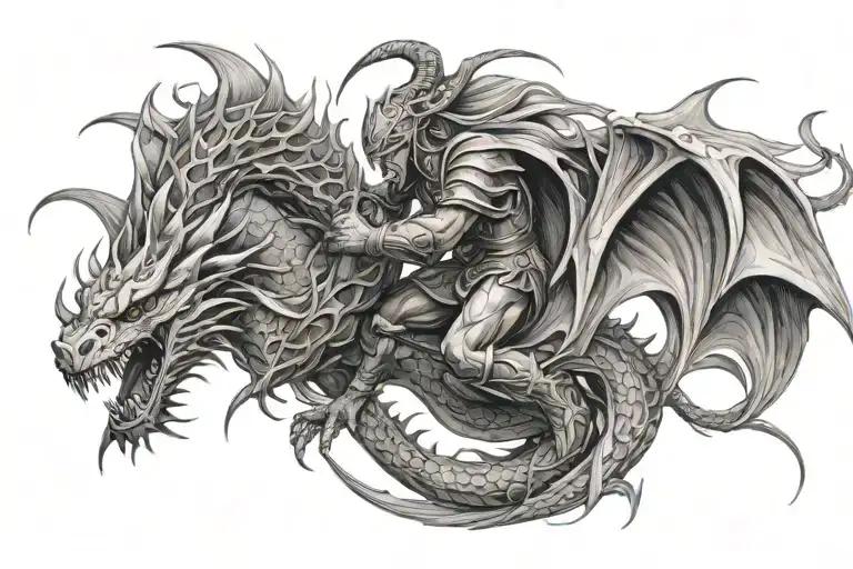 Warrior Battling A Dragon